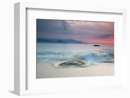 A Long Exposure of a Colorful Sunrise in the Atlantic Rainforest Beach in Ubatuba, Brazil-Alex Saberi-Framed Photographic Print