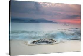 A Long Exposure of a Colorful Sunrise in the Atlantic Rainforest Beach in Ubatuba, Brazil-Alex Saberi-Stretched Canvas