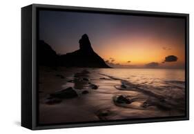 A Long Exposure of Morro Do Pico on Fernando De Noronha at Sunset-Alex Saberi-Framed Stretched Canvas