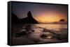 A Long Exposure of Morro Do Pico on Fernando De Noronha at Sunset-Alex Saberi-Framed Stretched Canvas