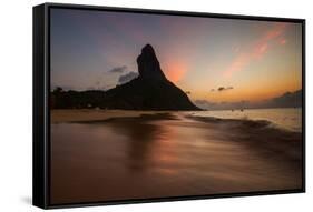 A Long Exposure of Morro Do Pico on Fernando De Noronha at Sunset-Alex Saberi-Framed Stretched Canvas