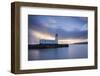 A long exposure photograph of Scarborough Lighthouse shortly after sunrise, Scarborough, North York-John Potter-Framed Photographic Print