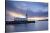 A long exposure photograph of Scarborough Lighthouse shortly after sunrise, Scarborough, North York-John Potter-Stretched Canvas