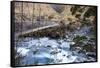 A Long Suspension Bridge over a River on the Fox Glacier Track, Wanaka, South Island, New Zealand-Paul Dymond-Framed Stretched Canvas