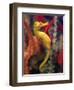 A Longsnout Seahorse Moves Gracefully Through Coral-null-Framed Premium Photographic Print