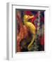 A Longsnout Seahorse Moves Gracefully Through Coral-null-Framed Premium Photographic Print