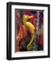 A Longsnout Seahorse Moves Gracefully Through Coral-null-Framed Photographic Print