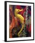 A Longsnout Seahorse Moves Gracefully Through Coral-null-Framed Photographic Print