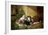 A Lop-Eared Doe Rabbit with Her Young-John Frederick Herring I-Framed Giclee Print