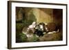 A Lop-Eared Doe Rabbit with Her Young-John Frederick Herring I-Framed Giclee Print