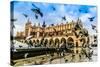 A Lot of Doves in Krakow Old City.-bloodua-Stretched Canvas