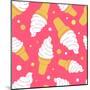 A Lot of Ice Cream Hand Drawn Background. Doodle Wallpaper Vector. Colorful Seamless Pattern-Talirina-Mounted Art Print