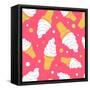 A Lot of Ice Cream Hand Drawn Background. Doodle Wallpaper Vector. Colorful Seamless Pattern-Talirina-Framed Stretched Canvas