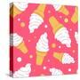 A Lot of Ice Cream Hand Drawn Background. Doodle Wallpaper Vector. Colorful Seamless Pattern-Talirina-Stretched Canvas