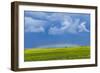 A Low Altitude Rainbow Visible over the Yellow Canola Field, Gleichen, Alberta, Canada-null-Framed Photographic Print