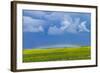 A Low Altitude Rainbow Visible over the Yellow Canola Field, Gleichen, Alberta, Canada-null-Framed Photographic Print