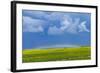 A Low Altitude Rainbow Visible over the Yellow Canola Field, Gleichen, Alberta, Canada-null-Framed Photographic Print