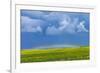 A Low Altitude Rainbow Visible over the Yellow Canola Field, Gleichen, Alberta, Canada-null-Framed Photographic Print