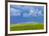 A Low Altitude Rainbow Visible over the Yellow Canola Field, Gleichen, Alberta, Canada-null-Framed Photographic Print