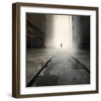 A Low Level View of a Boy Running Along the Street-Luis Beltran-Framed Photographic Print