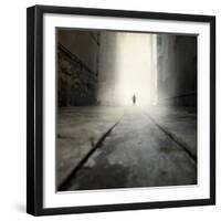 A Low Level View of a Boy Running Along the Street-Luis Beltran-Framed Photographic Print