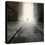 A Low Level View of a Boy Running Along the Street-Luis Beltran-Stretched Canvas