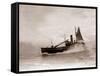 A Lowestoft Herring Boat Ploughing Through a Moderate Swell in the North Sea, 1935-null-Framed Stretched Canvas