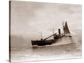 A Lowestoft Herring Boat Ploughing Through a Moderate Swell in the North Sea, 1935-null-Stretched Canvas