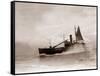 A Lowestoft Herring Boat Ploughing Through a Moderate Swell in the North Sea, 1935-null-Framed Stretched Canvas