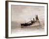 A Lowestoft Herring Boat Ploughing Through a Moderate Swell in the North Sea, 1935-null-Framed Photographic Print