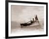 A Lowestoft Herring Boat Ploughing Through a Moderate Swell in the North Sea, 1935-null-Framed Photographic Print