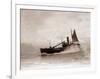 A Lowestoft Herring Boat Ploughing Through a Moderate Swell in the North Sea, 1935-null-Framed Photographic Print