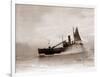 A Lowestoft Herring Boat Ploughing Through a Moderate Swell in the North Sea, 1935-null-Framed Photographic Print