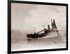 A Lowestoft Herring Boat Ploughing Through a Moderate Swell in the North Sea, 1935-null-Framed Photographic Print