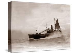 A Lowestoft Herring Boat Ploughing Through a Moderate Swell in the North Sea, 1935-null-Stretched Canvas