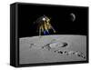 A Lunar Lander Begins its Descent to the Moon's Surface-Stocktrek Images-Framed Stretched Canvas