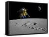 A Lunar Lander Begins its Descent to the Moon's Surface-Stocktrek Images-Framed Stretched Canvas
