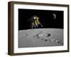 A Lunar Lander Begins its Descent to the Moon's Surface-Stocktrek Images-Framed Photographic Print