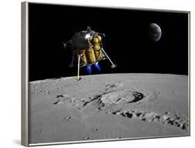 A Lunar Lander Begins its Descent to the Moon's Surface-Stocktrek Images-Framed Photographic Print