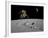 A Lunar Lander Begins its Descent to the Moon's Surface-Stocktrek Images-Framed Photographic Print