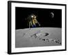 A Lunar Lander Begins its Descent to the Moon's Surface-Stocktrek Images-Framed Photographic Print