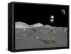 A Lunar Shuttle Descends Toward a Manned Outpost on the Moon-Stocktrek Images-Framed Stretched Canvas