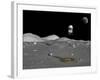 A Lunar Shuttle Descends Toward a Manned Outpost on the Moon-Stocktrek Images-Framed Photographic Print