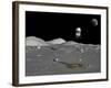 A Lunar Shuttle Descends Toward a Manned Outpost on the Moon-Stocktrek Images-Framed Photographic Print