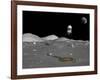 A Lunar Shuttle Descends Toward a Manned Outpost on the Moon-Stocktrek Images-Framed Photographic Print