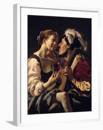 A Luteplayer Carousing with a Young Woman-Hendrick Terbrugghen-Framed Giclee Print