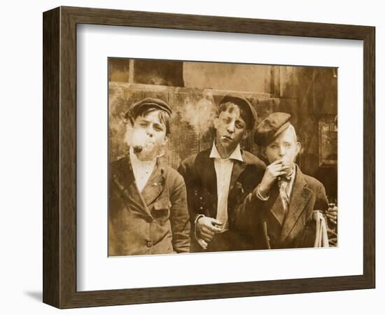 A.M. Monday, Newsies at Skeeter's Branch They Were All Smoking, St. Louis, Missouri, May 9, 1910-null-Framed Art Print