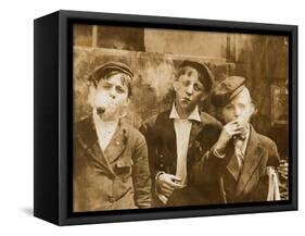 A.M. Monday, Newsies at Skeeter's Branch They Were All Smoking, St. Louis, Missouri, May 9, 1910-null-Framed Stretched Canvas