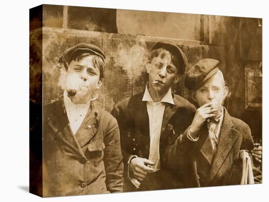 A.M. Monday, Newsies at Skeeter's Branch They Were All Smoking, St. Louis, Missouri, May 9, 1910-null-Stretched Canvas