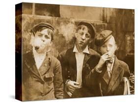 A.M. Monday, Newsies at Skeeter's Branch They Were All Smoking, St. Louis, Missouri, May 9, 1910-null-Stretched Canvas